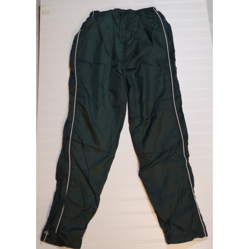 VTG Nike Womens Track Pants Green W/ Stripe Windbreaker Lined Joggers Sz L 12-14